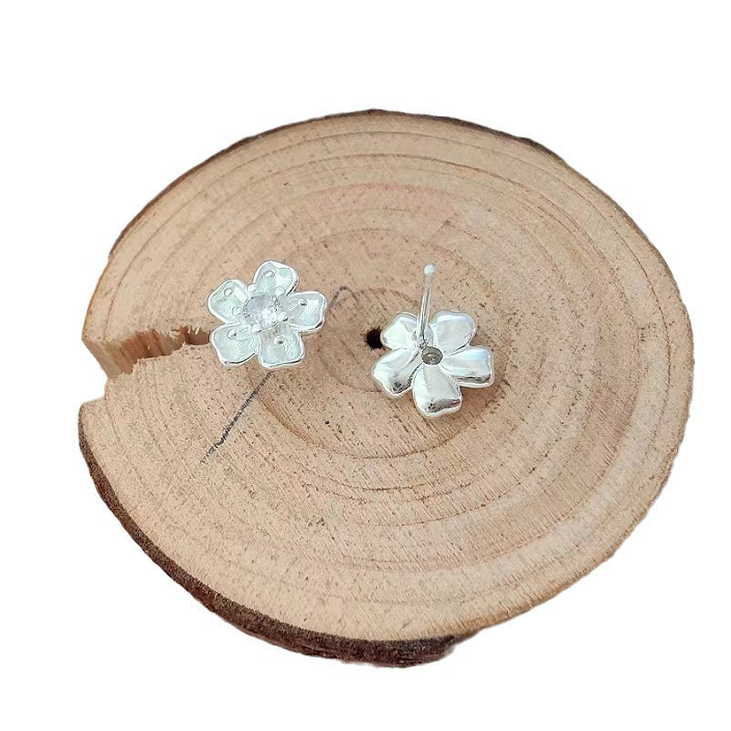 Cherry Blossoms Diamond Fresh Sweet Ear Simple Temperamental Cold Earrings