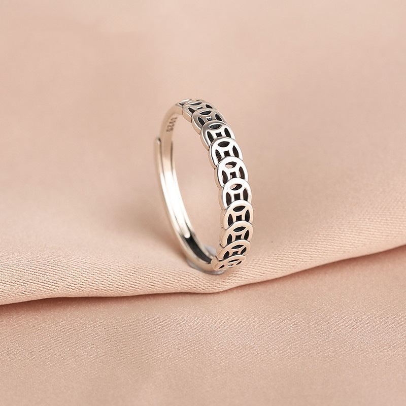 Female Money Drawing Coin Personalized Design Simple Niche Rings