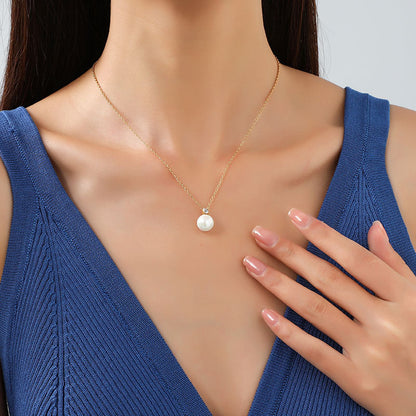 Pearl Temperament Wild Titanium Steel Female Niche Necklaces