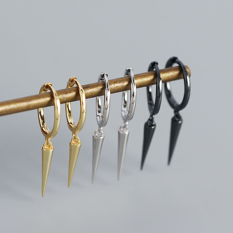 Sier Ear Clip Metallic Rivets Conical Earrings