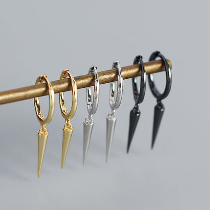 Sier Ear Clip Metallic Rivets Conical Earrings