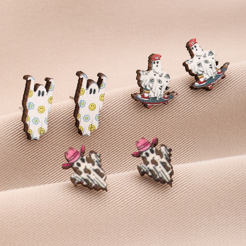 Halloween Pumpkin Funny Personality Creative Ghost Face Earrings