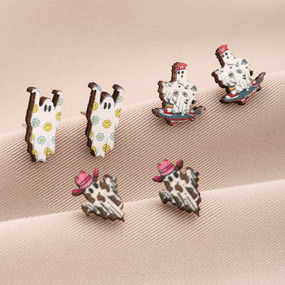 Halloween Pumpkin Funny Personality Creative Ghost Face Earrings