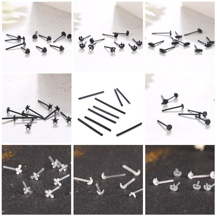 Women's Plastic Ear Bar Stick Transparent Pin Earrings