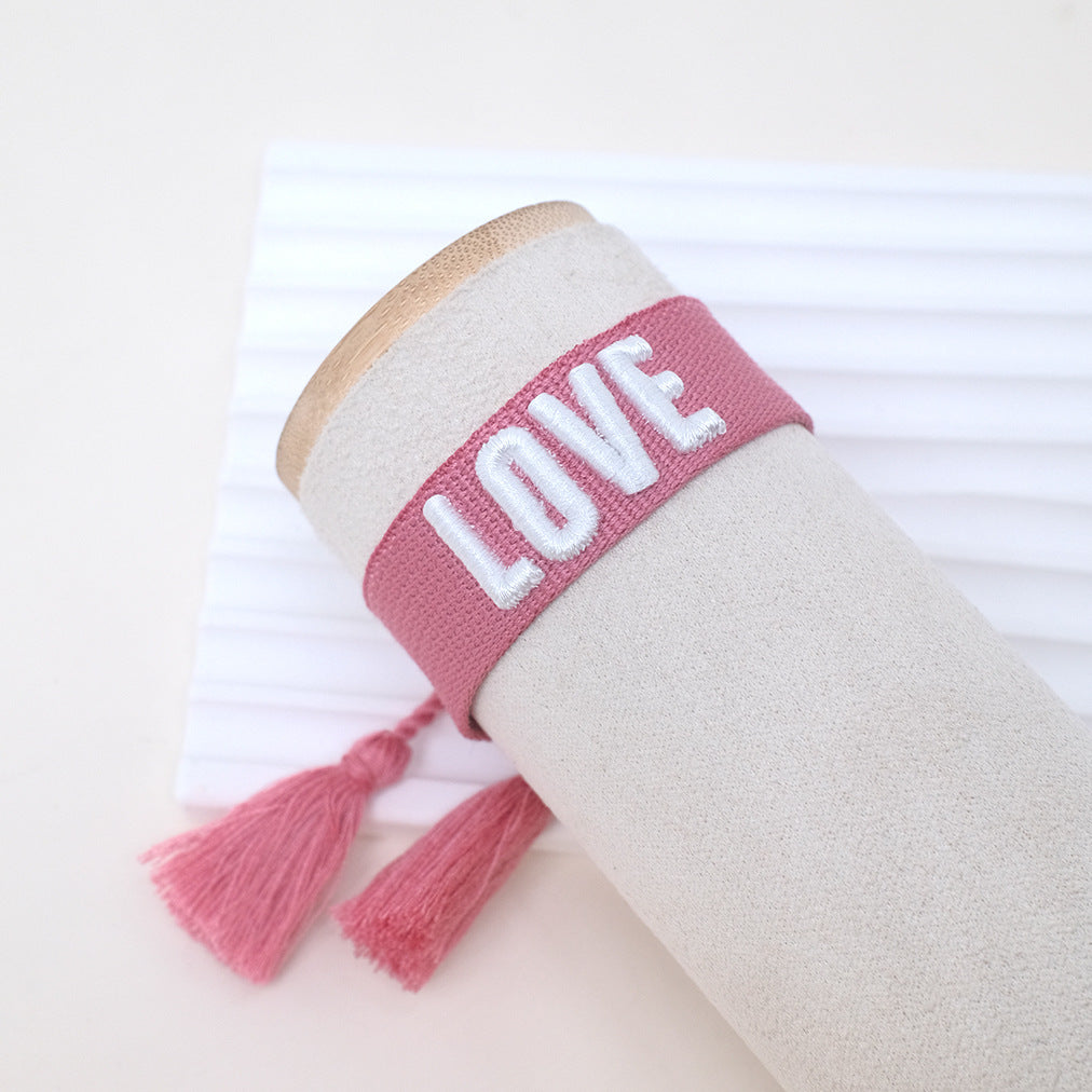 Of Letter Embroidery Graphic Bohemian Tassel Bracelets