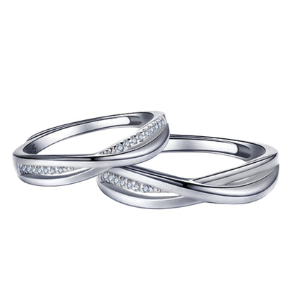 Women's & Men's & Interwoven Micro Inlaid Zircon Couple Rings