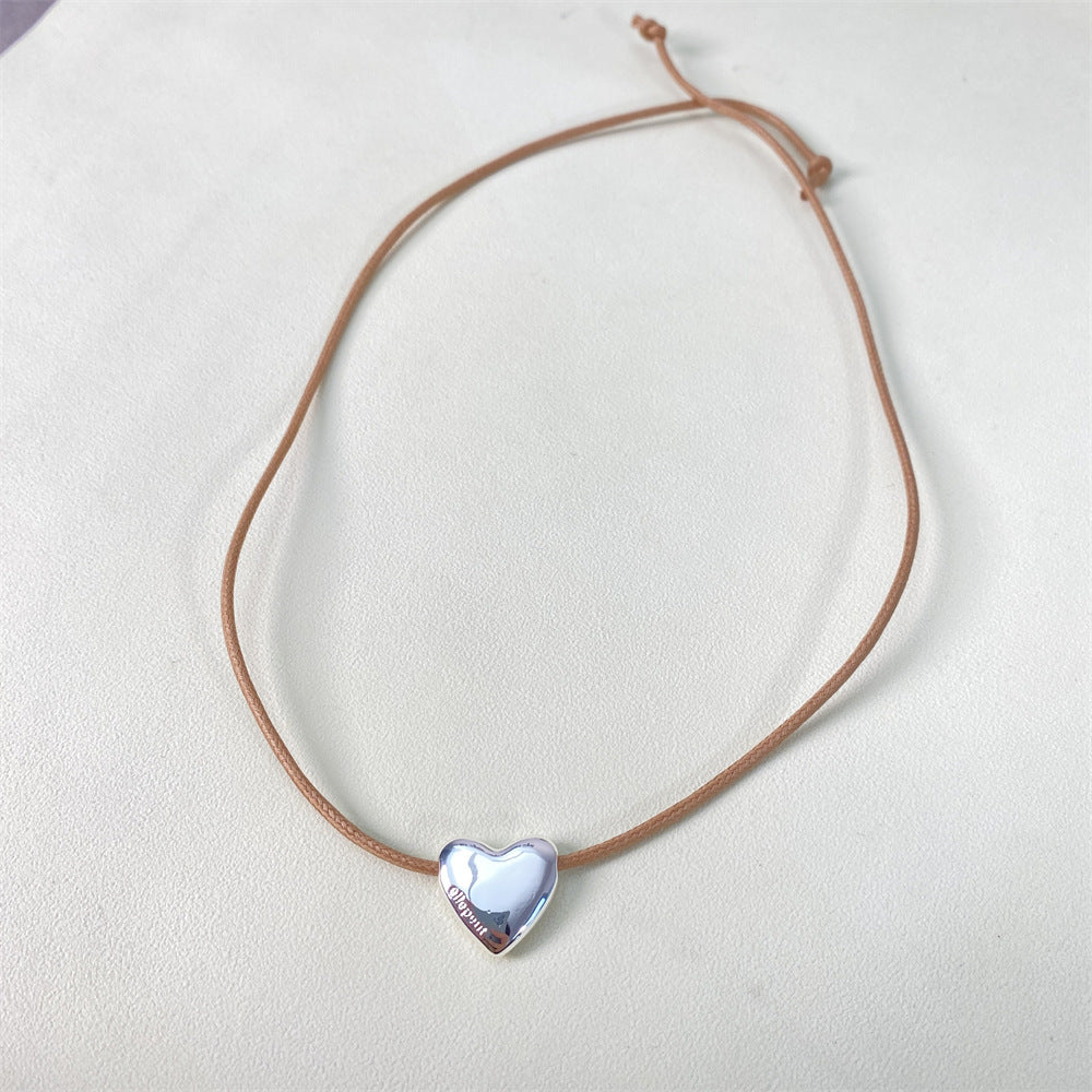 Park Cold Sier Peach Heart Clavicle Necklaces
