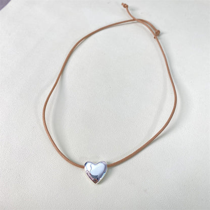 Park Cold Sier Peach Heart Clavicle Necklaces