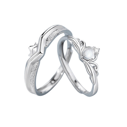 Women's & Men's & Sier Princess And Knight Couple Pair Rings
