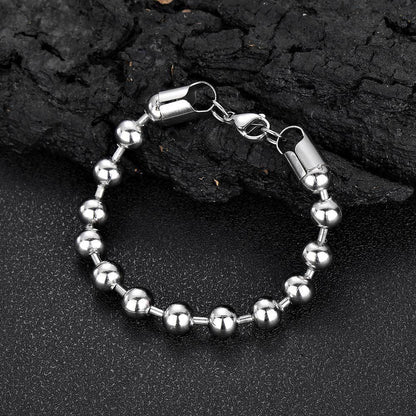 Men's Glass Bead Chain Ball Stainless Steel Bracelets