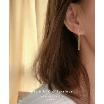 Women's Sparkling Hanging Sterling Sier Gold Plated Earrings