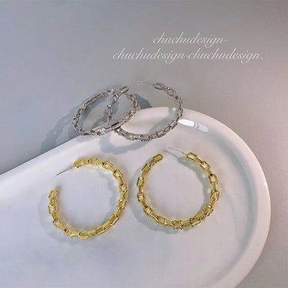 Sier Needle Korean Style Full Diamond Earrings