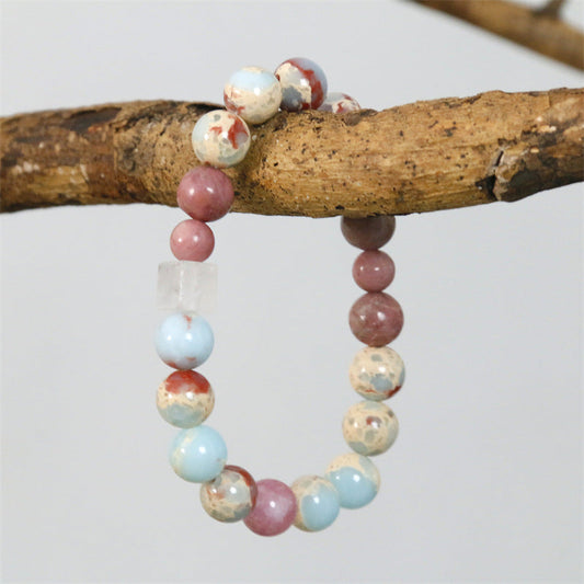 Red And Blue Pattern Beaded Female Niche Bracelets