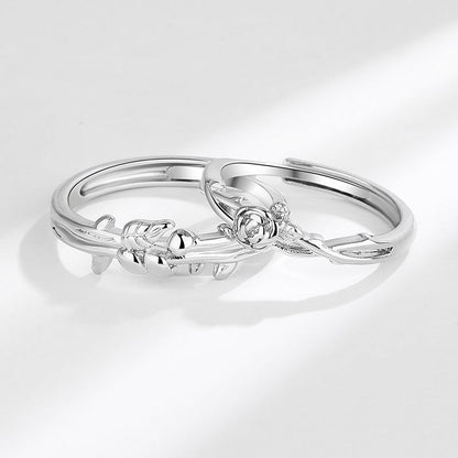 Rose Couple Female Male Niche Trendy Rings