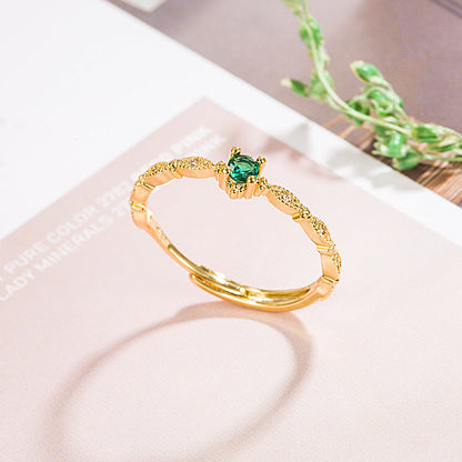 Trendy Retro Grandmother Green Rhinestone Female Rings