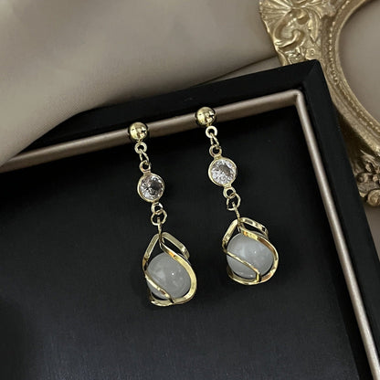 Needle French Opal Simple And Stylish Earrings