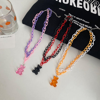 Cute Cartoon Colorful Bear Soft Candy Necklaces
