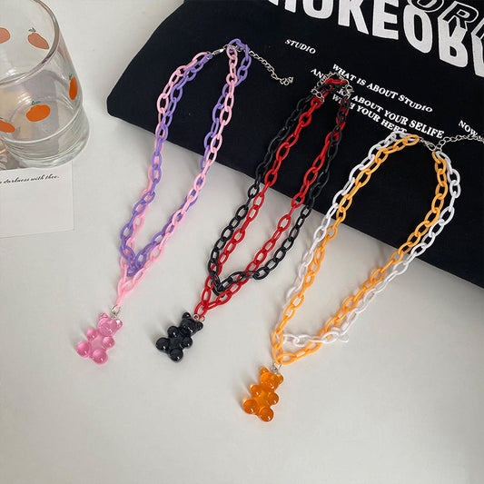 Cute Cartoon Colorful Bear Soft Candy Necklaces