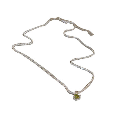Fashion Sparkling Diamond Green Pendant Dignified Sense Necklaces