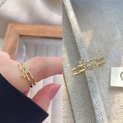 Women's Luxury Fashion Opening Zircon Adjustable Gold Rings