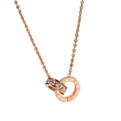 Women's Digital Double Rose Gold Titanium Steel Necklaces