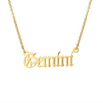 Women's Titanium Steel Ancient English Constellation Simple Necklaces