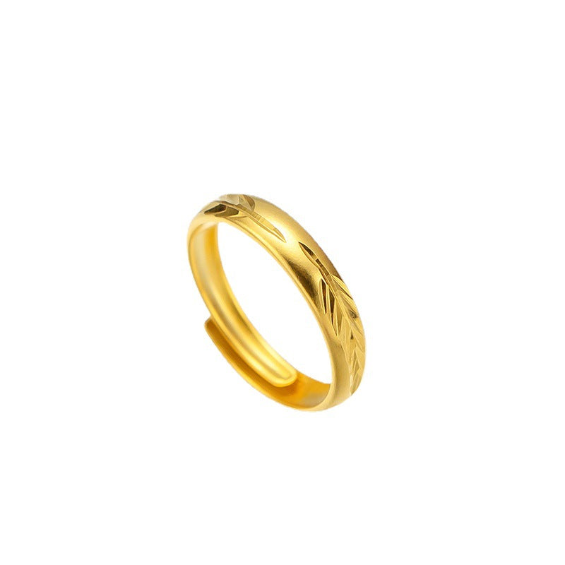 Women's & Men's & Feather Small Alluvial Gold Gold-plated Retro Rings