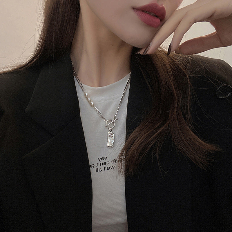 Women's Trendy Cool Stitching Pearl For Hip Necklaces