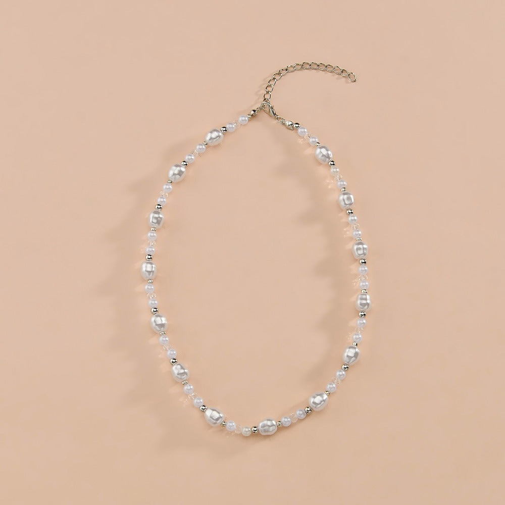 Imitation Pearl Simple Elegant Transparent Crystal Necklaces