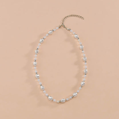 Imitation Pearl Simple Elegant Transparent Crystal Necklaces