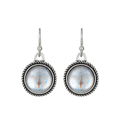 Love Turquoise Alloy Distressed Geometric Moonstone Earrings