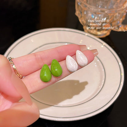 Sier Needle Fresh Dripping Oil Water Earrings