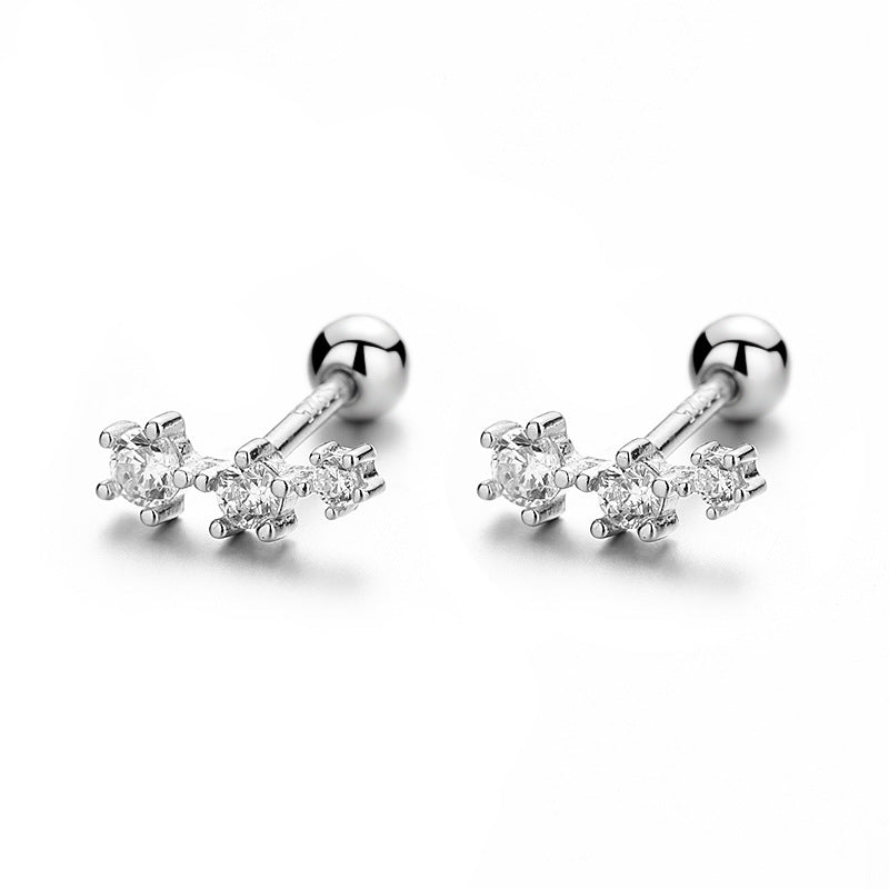 Buckle Screw Pattern Three-piece Gang Drill Earrings