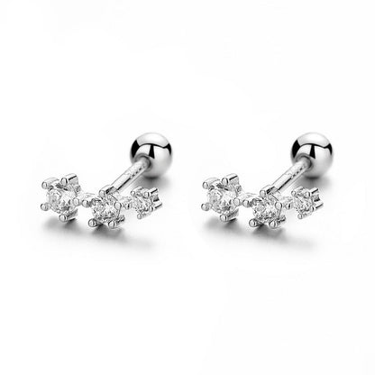 Buckle Screw Pattern Three-piece Gang Drill Earrings