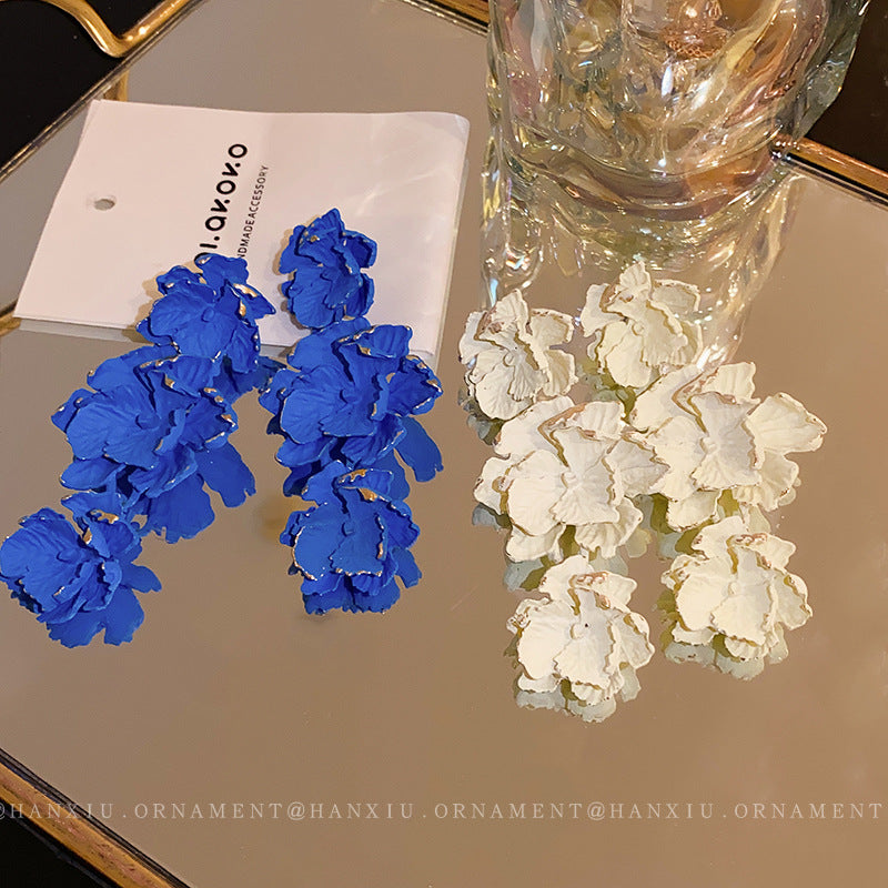 Paint Flower Tassel Exaggerated Personalized Long Earrings