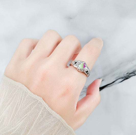 Women's Style Niche Design Inlaid Moonstone Simple Rings