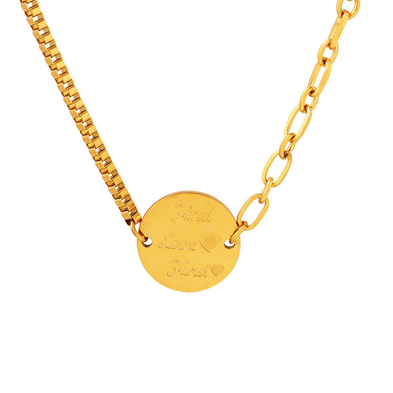 Hop Trend English Round Plate Pendant Stitching Necklaces