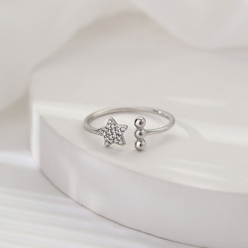 Star Zircon Female Niche Five-pointed Design Rings