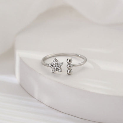 Star Zircon Female Niche Five-pointed Design Rings