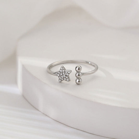 Star Zircon Female Niche Five-pointed Design Rings