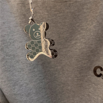 Steel Colorfast Bear Long Sweater Chain Necklaces