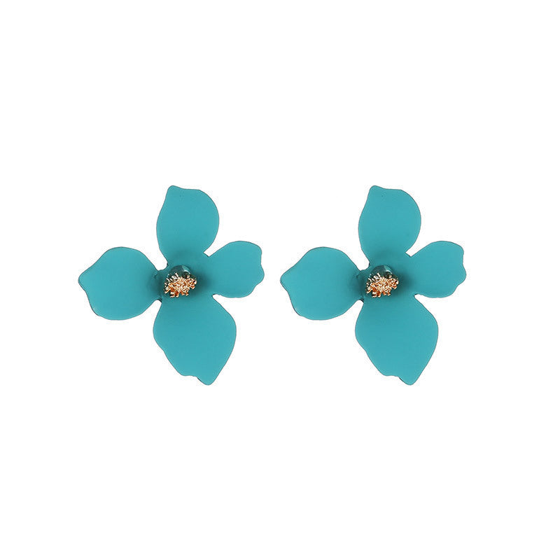 Colored Frosted Flower Mori Sweet Petal Earrings