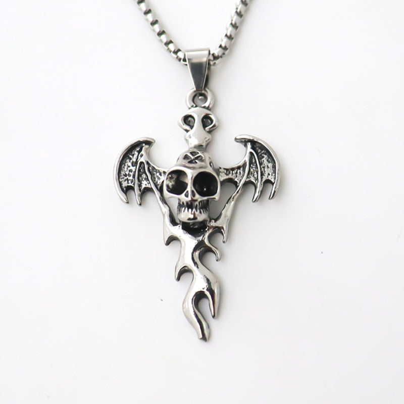 Men's Halloween Bat Skull Pendant Personality Dark Style Trendy Punk Necklaces