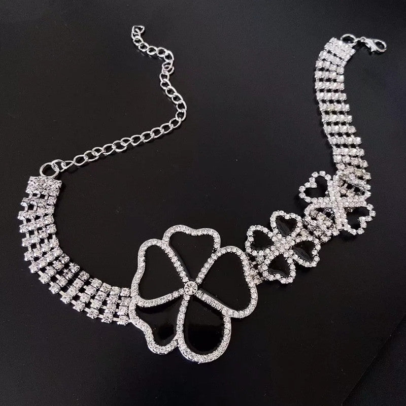 Women's Rhinestone Flower For Exaggerating Collarbone Trendy Necklaces