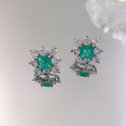 Women's Design Green Loving Heart Zircon Ear Earrings