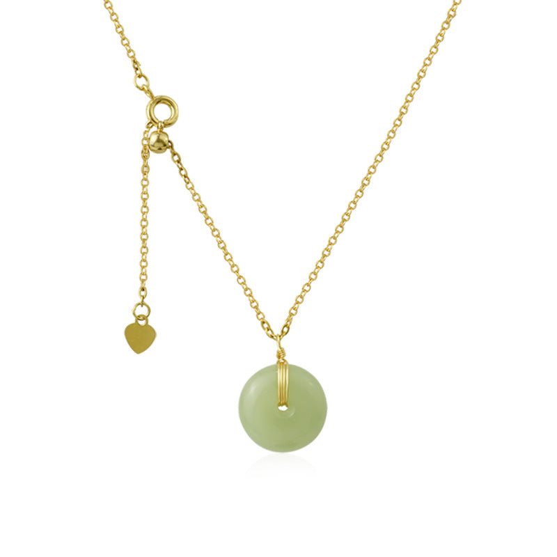 Women's Luxury Minority Jade Ornament Longevity Lock Necklaces