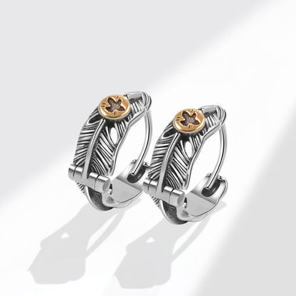 Thai Sier Unisex Style Street Feather Ear Rings