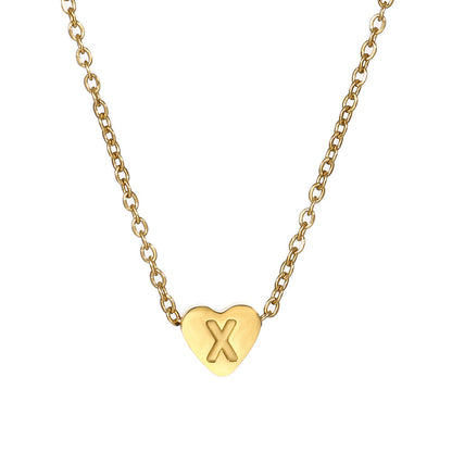Gold Stainless Steel Heart-shaped Letter Female Titanium Necklaces