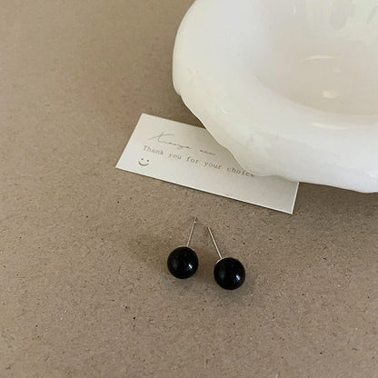 Design Black Natural Stone Pearl Metal Female Niche Retro Earrings