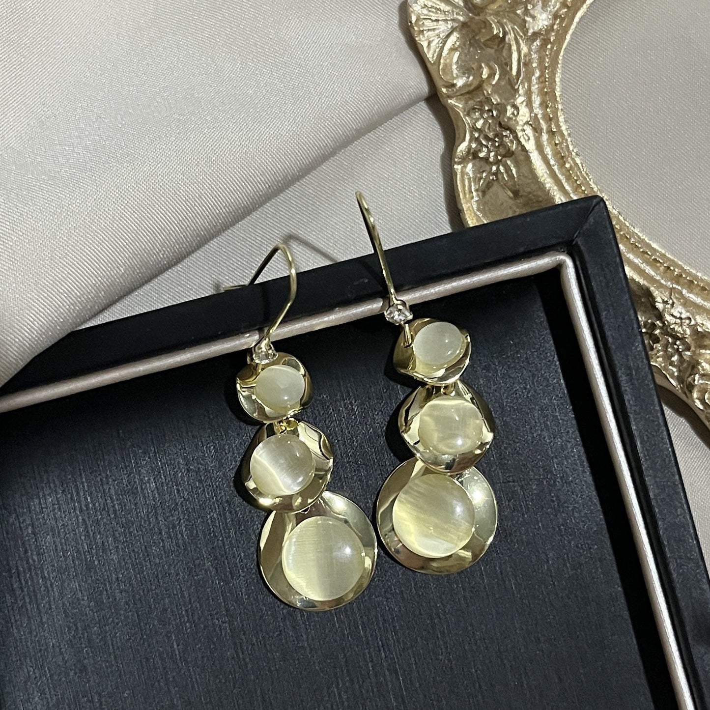 Needle French Opal Simple And Stylish Earrings